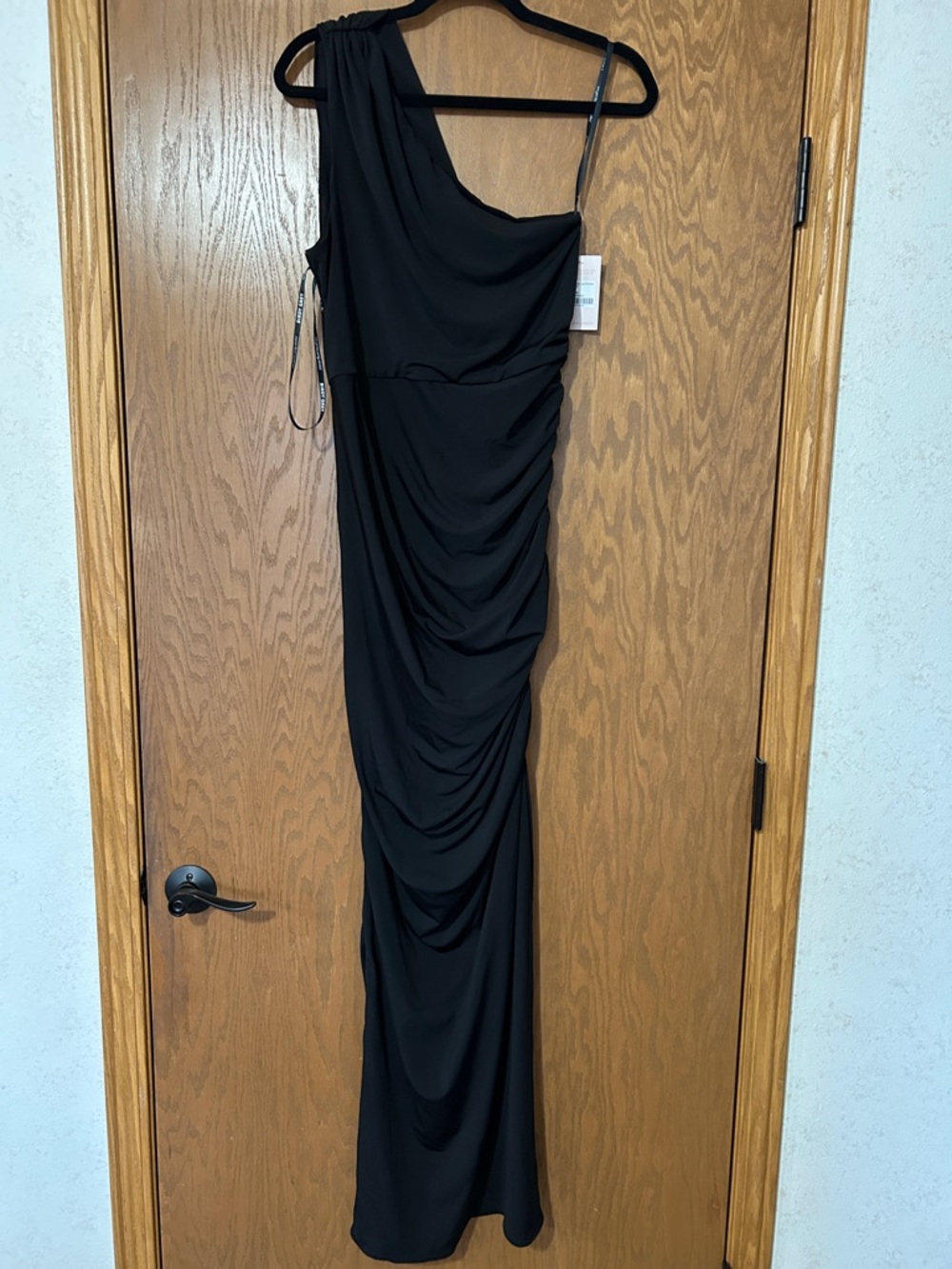 Birdy Grey Black One-Shoulder Claudia dress luxe stretch knit